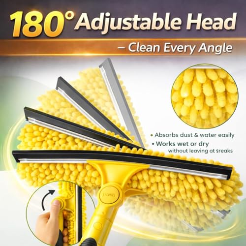 Image of 36ft Squeegee Window Cleaner with Extension Pole,2 in 1 Window Cleaning Tool with 8-Stage Telescopic Pole & Rotatable Head,Window Washing Equipment for Solar Panel, RV, Indoor /Outdoor Window,Car Glass