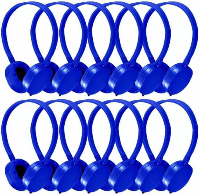 Écouteurs en vrac anti-casse pour école, casque filaire bleu durable pour classe