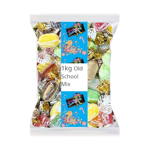 Old School 1kg Hard Boiled Sweets Mix Wrapped Retro Favourites Sherbet Fruits Chocolate Limes Aniseed Drops Humbugs & More Bulk Candy for Gifts Parties & Sweet Jars