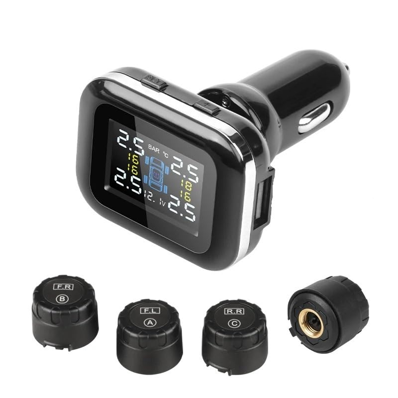 UDHSNJZG Tpms Sensores del Sistema de monitoreo presión neumáticos Coche Sensor Seguridad automático ángulo visualización Ajustable(External Sensor)