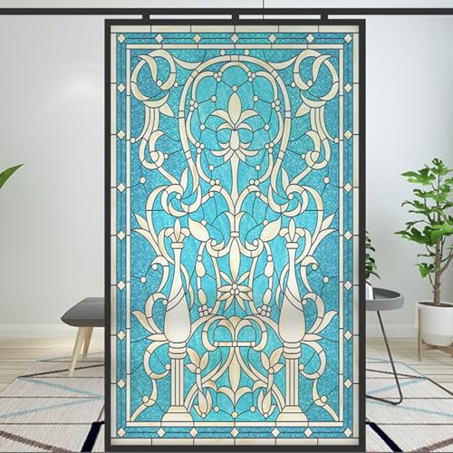 窓ガラス目隠しフィルム ステンドグラス 目隠しシート 花柄 ガラス フィルム 断熱シート 窓 遮熱 結露防止 剥がせる 目隠し 水で貼るだけ 飛散防止 UVカット 窓用フィルム トイレ お風呂 玄関目隠 45x90cm