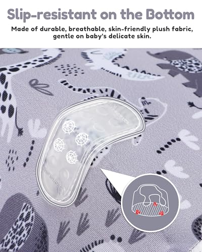 Image of BOMOLOUR Seat Cover Compatible with Bumbo and Nuby Seat, Removable Breathable Baby Floor Seat Cover for Boys and Girls, Seat Not Included (Grey Animal)