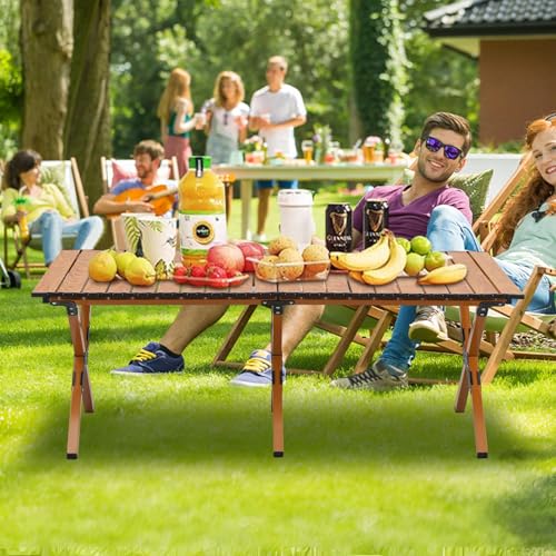 اوركيد ام® طاولة تخييم محمولة قابلة للطي، طاولة نزهة منخفضة في الهواء الطلق، طاولة تخييم قابلة للطي من الالومنيوم مع شنطة حمل، طاولة تخييم خفيفة الوزن قابلة للطي للشاطئ والحفلات والفناء والشواء والسفر والفناء الخلفي