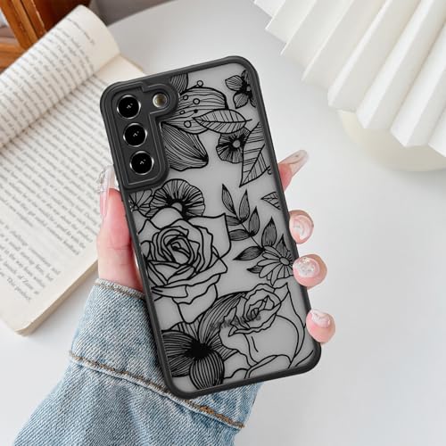 Coque Samsung S22 motif floral noir en TPU antichoc mince XIZYO