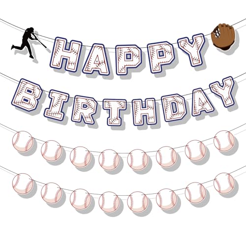 Bannière d'Anniversaire de Baseball, Décorations d'Anniversaire Baseball à Suspendre Sur le Thème du Baseball Guirlande en Papier Baseball Fournitures fête Baseball pour Anniversaire Sportif