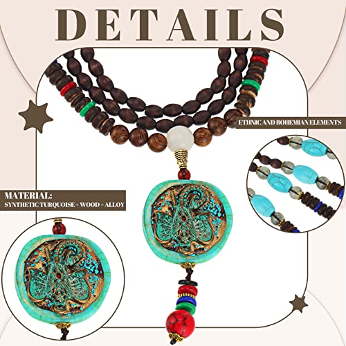 Dainty Boho Chic Y Necklace For Women Handmade With Genuine Bronze Leather And African Turquoise Gemstones, Pretty Jewelry Gift For Her | Leather Jewelry - Unique Designs