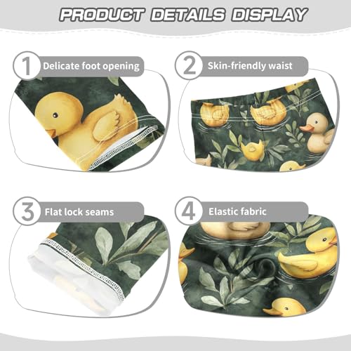 Watercolor Leaves Yellow Ducks Girls Leggings Kids Yoga Pants Dance Active Tights 4T3