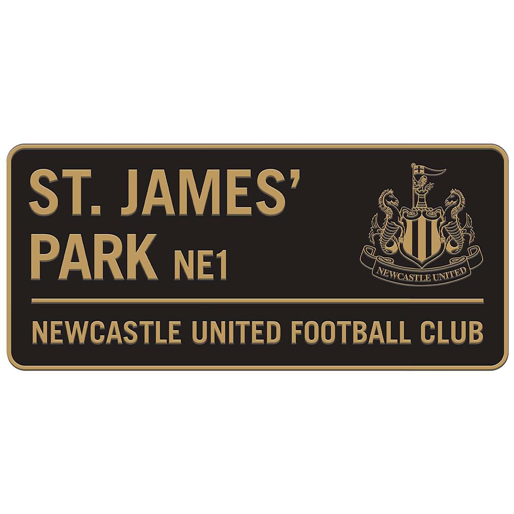 Newcastle United St. James' Park Street Sign, Official Black and Gold, 40cm x 18cm