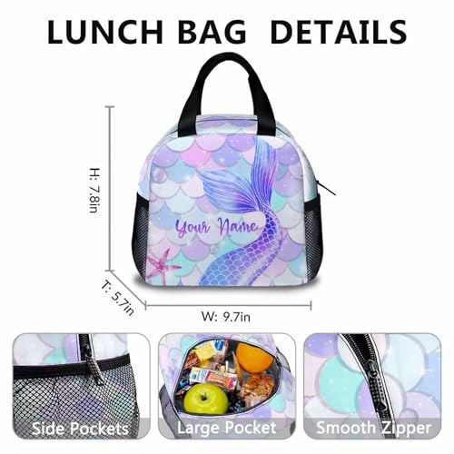 Girls Backpack, Cute Mermaid Bookbag for Kids 6-8, 17 Inches Kids Backpack with Lunch Box and Pencil Case for Girls, 3 in 1 Preschool Elementary Kindergarten Schoolbag Matching Combo3