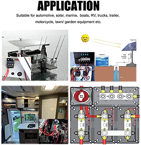 Gloaso 12V-48V Sammelschiene 100A Kupfer Busbar Stormverteilerblöcke mit 4x M5 Klemmleisten, 100 A DC Batterie Sammelschienen Mini Bus Bar für Kfz Wohnmobil LKW RV Solar PV Boot, Rot&Schwarz 2 Stück