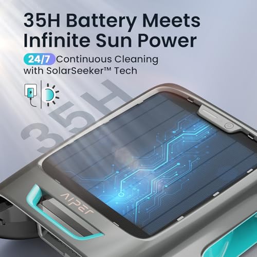 Image of AIPER EcoSurfer S2 Solar Powered Pool Surface Skimmer Robot with APP Support, 24 /7 Continuous Cleaning, Dual Charging Modes, Smart Obstacle Avoidance, 150-um Filtration, OTA Upgrade, Blue