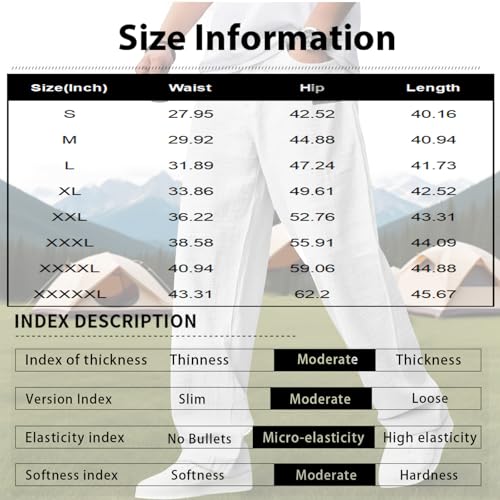FQZWONG Mokaloha Mens Pants Casual Loose Hemp Drawstring Elastic Waist Trousers Lightweight Wide Leg Linen Pant with Pocket4