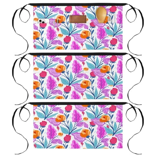 Tablier de cuisine court à fleurs pour pâtisserie et bistrot