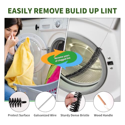 Image of 2 Pack Refrigerator Coil Cleaning Brush - 30 Inch Long Handle Dryer Lint Brush Vent Cleaner for Household Use, Duct Remover, Crevice Cleaning Brush, Washing Machine Cleaning Tools