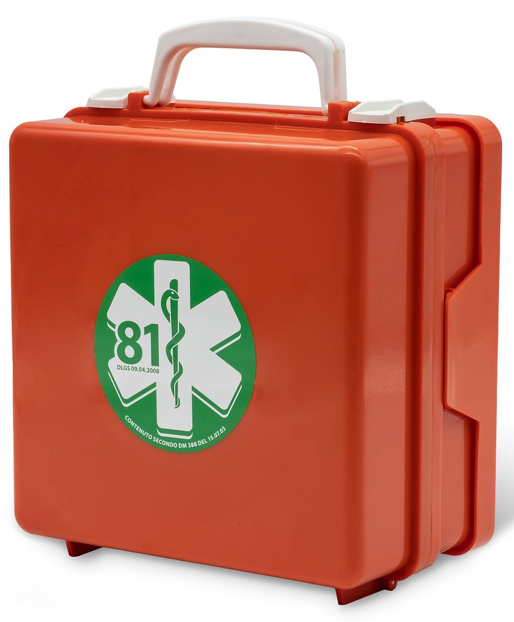 Valigetta di Pronto Soccorso attacco a parete Tenuta ermetica ALL. 2 contenuto maggiorato con divisori interni FINO A 2 LAVORATORI 225x240x123 mm