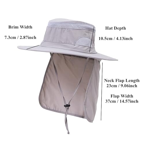 Jjzs Uv 50+ Sun Protection Hat For Men & Women, Wide Brim Bucket Hat For Outdoor Sport & Works Fishing Hat With Neck Flap Light Gray thumb #1