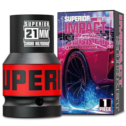 Image of 1 inch Drive Impact Socket, 21 mm Deep Socket, Metric Axle Nut Socket, 6 Point, CR-MO, Automotive, Truck Maintenance, Heavy Equipment Repair