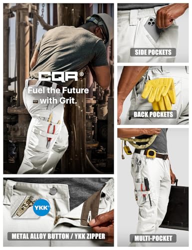 Image of CQR Men's Quick Dry Work Pants, Water Resistant Outdoor Tactical Pants, Lightweight Stretch Cargo Hiking Pants