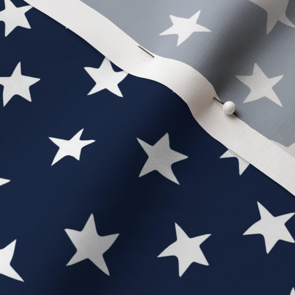 Spoonflower Fabric - Stars Navy Blue White Patriotic Kids Night Sky Nursery America Decor Printed on Cotton Poplin Fabric by The Yard - Sewing Shirting Quilting Dresses Apparel Crafts
