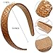 LONEEDY 4PCS Checked Leather Wide Hard Headband Padded Headband Non-slip Fashion Hairband for Girls and Women (Weave(Black+Brown+Blue+White))
