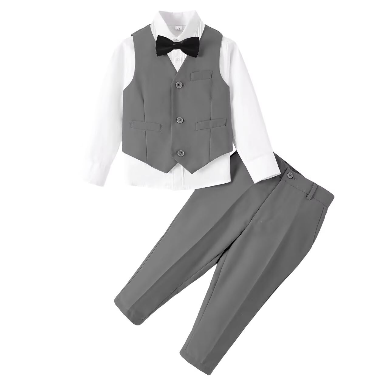 Baby Boys 4Pcs Tuxedo Suits Toddler Formal Complete Dress Suit Set