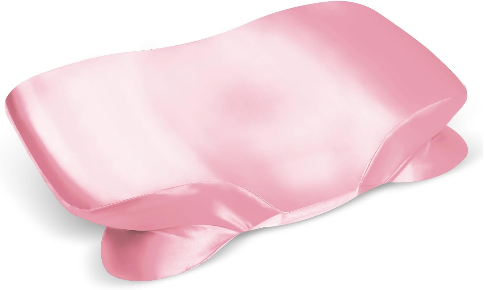 Zelimun Satin Pillowcase for Cervical Pillow Only, Contour Pillow Case, Smooth & Soft Pillowcase for Sleeping Pillow, Pink Pillow Cover with Zipper