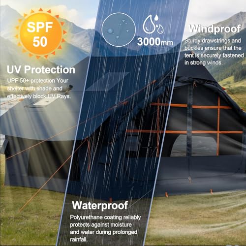 Image of Inflatable Camping Tent,2 /4 /6 /8 Person Glamping Inflatable Tents with Awning, Quick Setup Blow Up Tents with Pump, Waterproof Oxford Inflatable House for Camping, Air Glamping Hot Tents for Adult