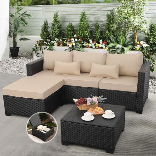 Clearance Patio Furniture 7-Piece All-Weather PE Rattan Sectional