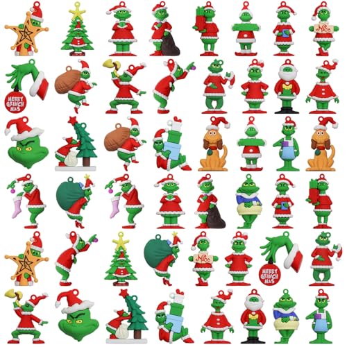 48Pcs Mini Christmas Collectible Dolls Figurines Christmas Tree Hanging Ornament Gifts for Xmas Goodie Bag Stuffers Winter New Year Holiday Party Favors Decorations