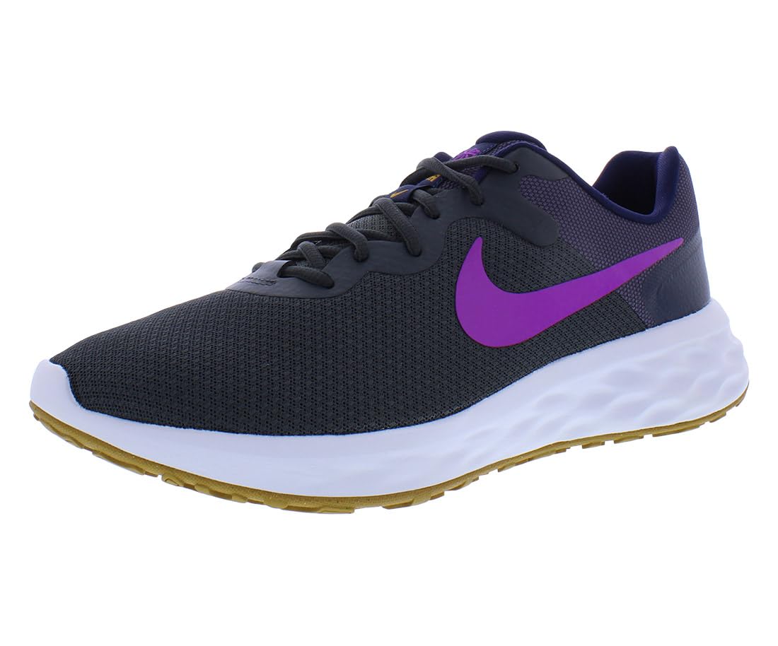 Nike DC3728 Revolution 6 mens Shoes 40 EU Anthracite/Vivid Purple-Blackened Blue-Canyon Purple-White-Gold Suede