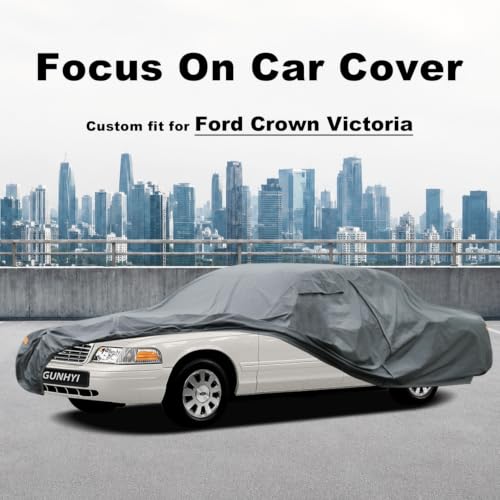 Image of GUNHYI Premium Car Cover Custom Fit Ford Crown Victoria, 16 Layers Heavy Duty Car Cover Waterproof All Weather with Zipper Door for Sun Rain Snow Dust Uv Protection