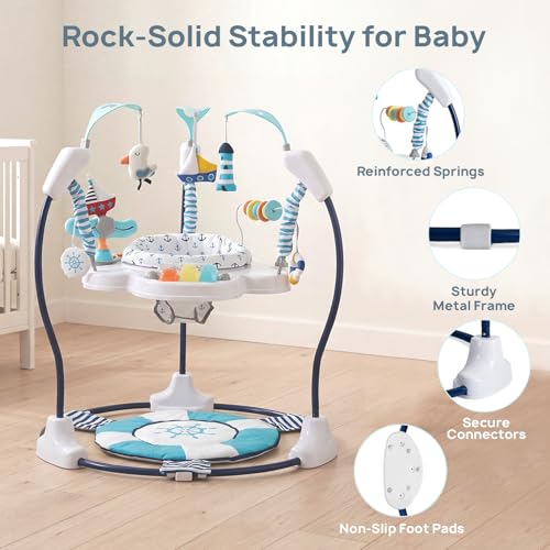 Image of AskCat Baby Activity Center Jumper Interactive Activity Jumper Play Center with Infant Toys, 360 Rotating Seat