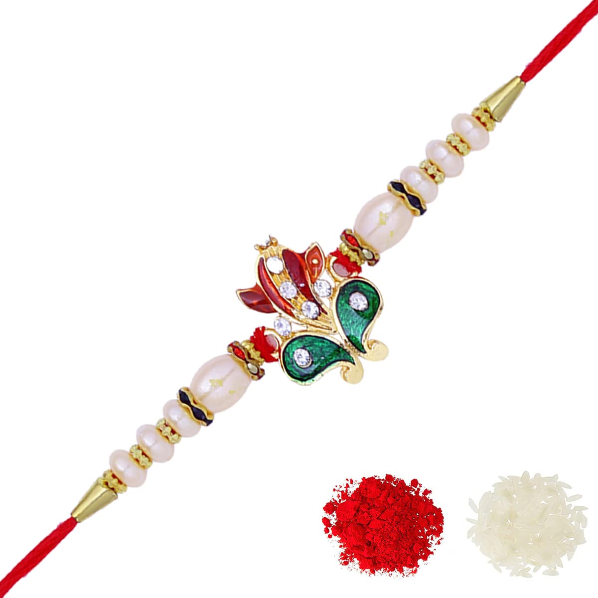 Riddhika Ventures Mens Glorious Gold Plated Auspicious And Diamond Ring Rakhi With Roli Chawal And Greeting Card (P19) (B07DZH97BX) Amazon Price History, Amazon Price Tracker