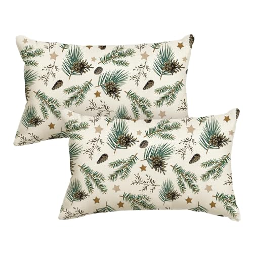 Artoid Mode Stern Kiefernzapfen Blätter Weihnachten Kissenbezüge 2er...