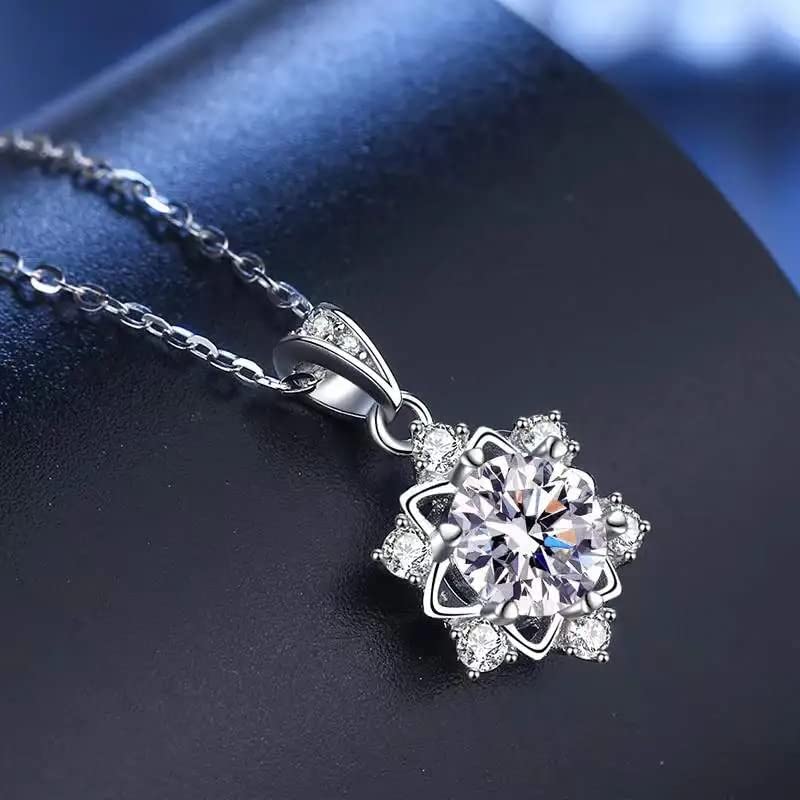 Collier pendentif flocon de neige Moissanite argent 925