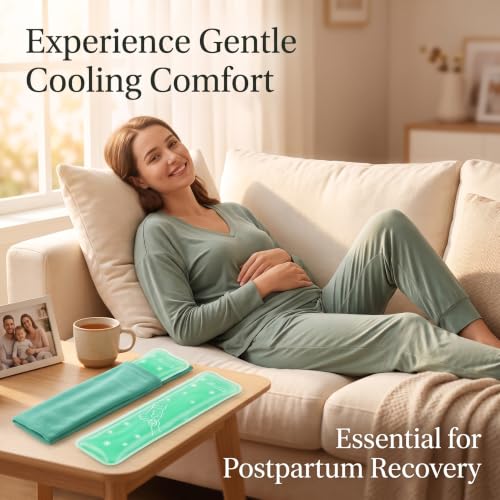 Image of Postpartum Ice Pack, Hot and Cold Pads for After Delivery Essentials, Gel Cooling Pad, Fast Pain Relief Convenient for Perineal Recovery Helps Reduce Swelling (Green, Hand Pattern)
