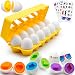 MOONTOY Matching Eggs for Toddlers 1-3, 12PCS Preschool Educational Learning Color & Shape Sorter Sensory Montessori Toy Toddler Easter Eggs Basket Stuffers Gift for 1 2 3 Year Old Kid Baby Boy Girl