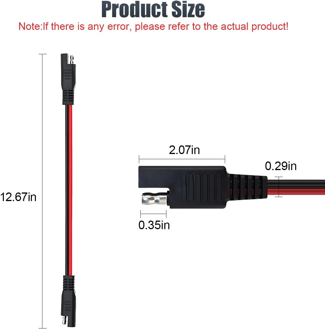 5PCS 10 Gauge 2 Pin Quick Disconnect Polarized Wire Harness, Car SAE Connector Bullet Lead Extension Cable, 12" Heavy-Duty Auto Electrical Accessories for Motorcycle Boat Car Tractor (10AWG)