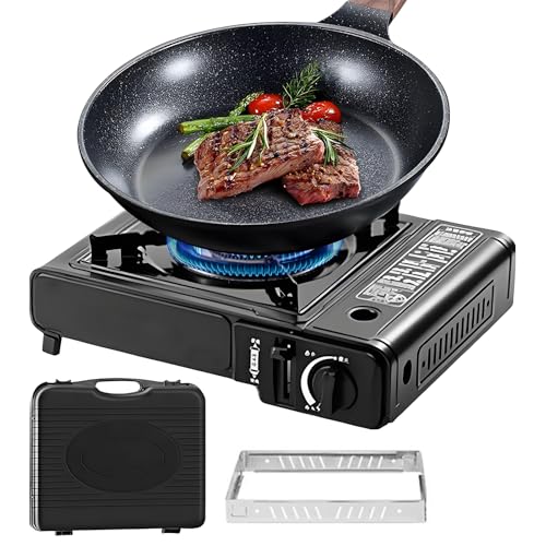 Duroecsain Stufa da campeggio portatile | Stufa portatile per escursionismo con valigetta di trasporto, attrezzatura da cucina, bruciatore per pic-nic campeggio escursionismo barbecue