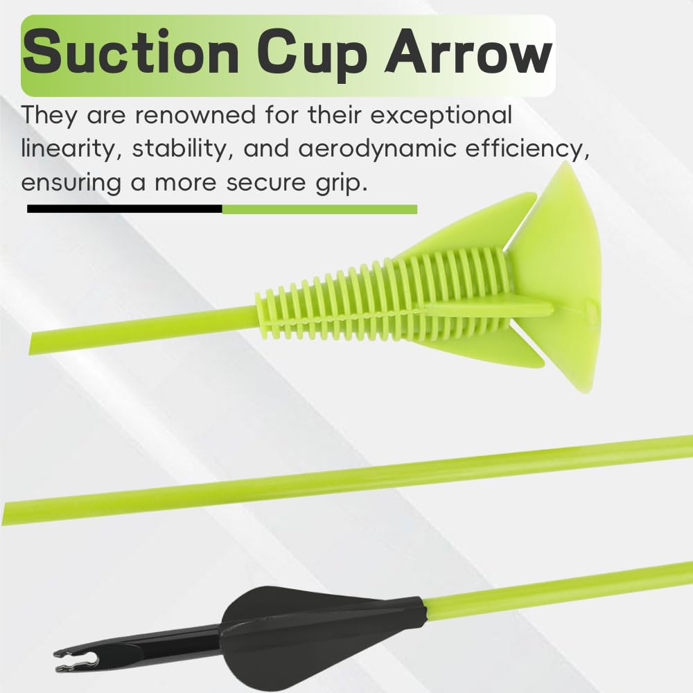 Lot de 12 flèches à ventouse en fibre de verre 68 cm - Flèches d'aspiration sûres pour les jeunes - Pour la pratique du tir à l'arc