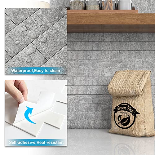 Benice Peel And Stick Backsplash For Kitchen,Bathroom Wall Backsplash Tile Peel And Stick Shower Tiles Waterproof(5Sheets,Travertine Gray) #TOP4