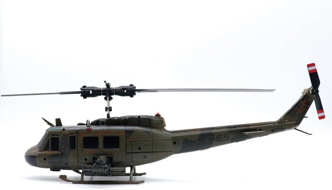 RC ERA C032 RC Military Helicopter, 1/48 Scale 2.4G 6CH UH-1 Huey Remote Control Aircraft Model with 6-Axis Gyroscope Stabilized, Altitude Hold & Optical Flow for Adults - 1Battery