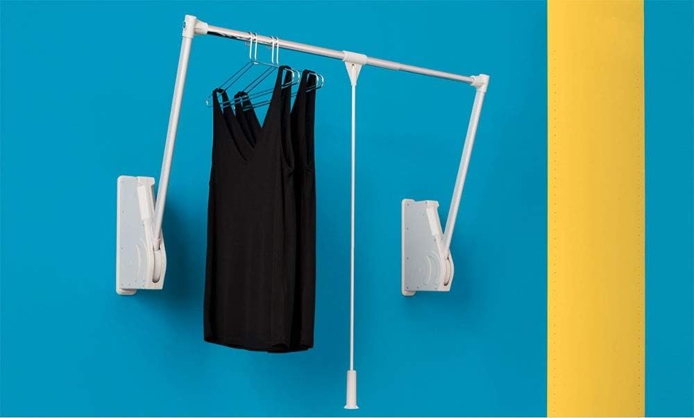 Wood Technology SuperLift Pull Down Closet Rod System, Grey, with BackWall Mounting Brackets