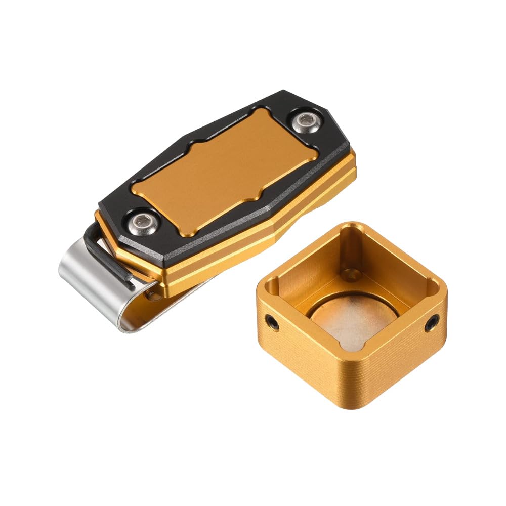 TopHomer Square Gold Black, Round Mini Portable Magnetic Billiard Chalk Case, Fixed Clip Cue Chalk Box Holder, Suitable for Pool, Sports Enthusiasts