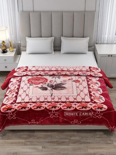 Image of Monte Carlo Double Bed Heavy Winter Blanket (160 X 220) Roman Plus 1 Ply Super Soft 550 GSM | 3 KG, (240x220 CM), Red