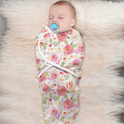 Image of Little Tots Swaddle Blanket for Baby Girl Boy Easy Change Infant Wrap 3 Pack Adjustable Sleep Sack for Newborn Babies 0-3 Month (Rainbow and Flowers)