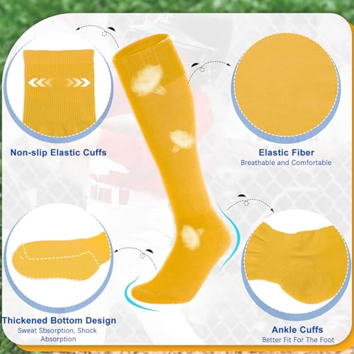 Image of VONMELLI Youth Baseball Belt and Socks Combo, Elastic Softball Belts and Socks for Boys and Adult (2 Pairs of Socks & 1 Belt)