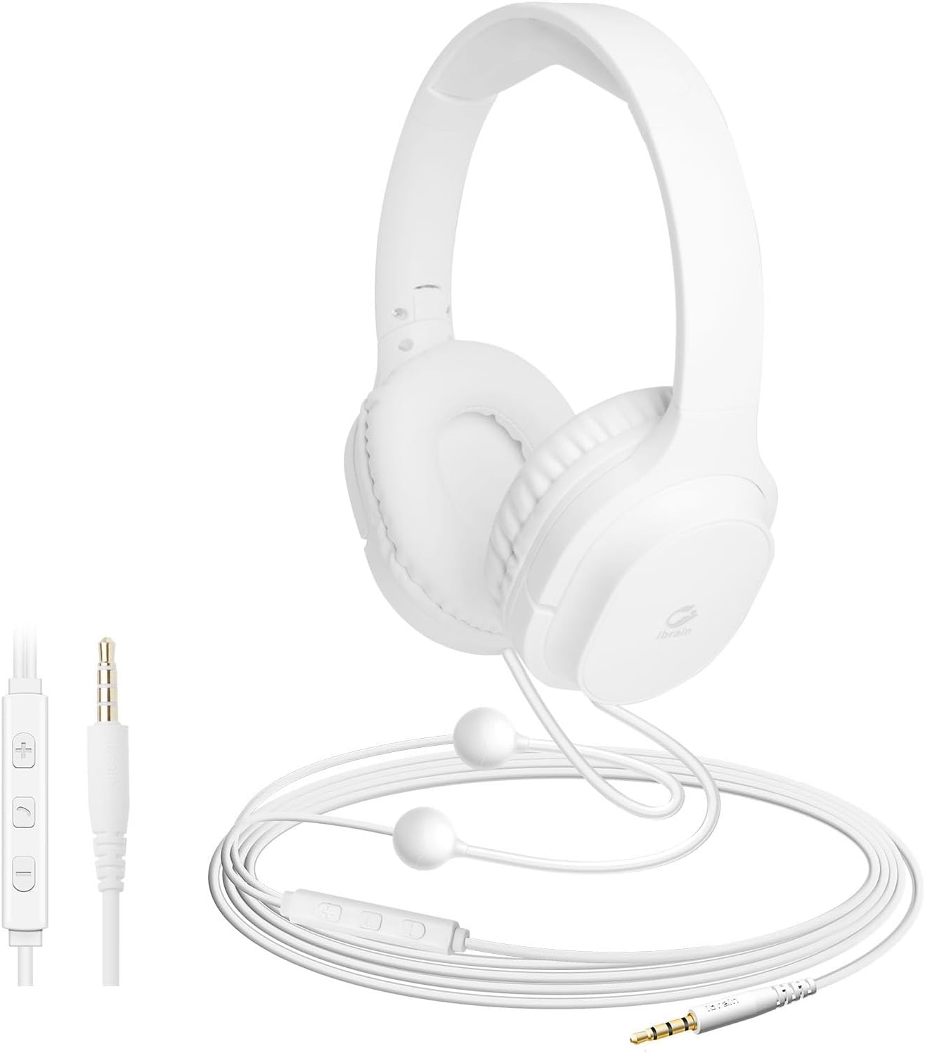 ibrain Air Tube Headphones Air Tube Headset Over The Ear Headphones Wired Airtube Headset with 3.5mm Jack - White