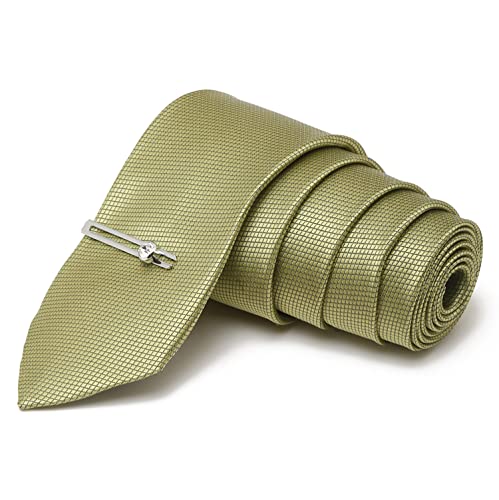 Image of MUTAQINOTI Mens Woven Premium Silk Necktie Suit Accessories Set With Pocket Square Cufflinks Brooch Tie Pin (TECP2)