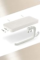 Vista 4 de Neater Nest Soporte de papel higiénico reversible con estante para teléfono, estilo decorativo (blanco)